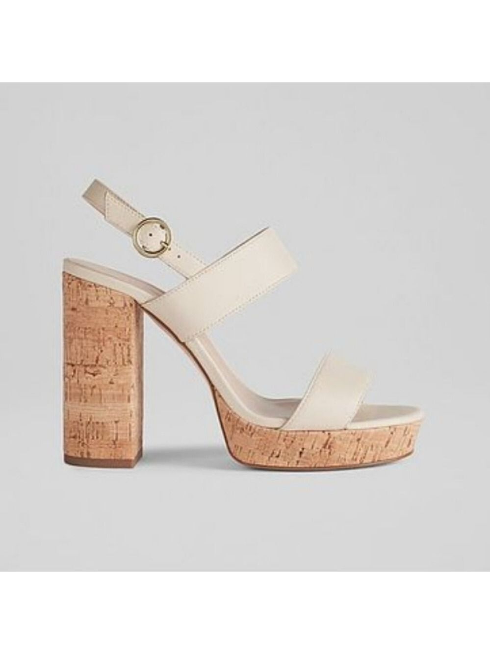 LK Bennett Misty Cream Leather Cork Platform Sandals Size 40
